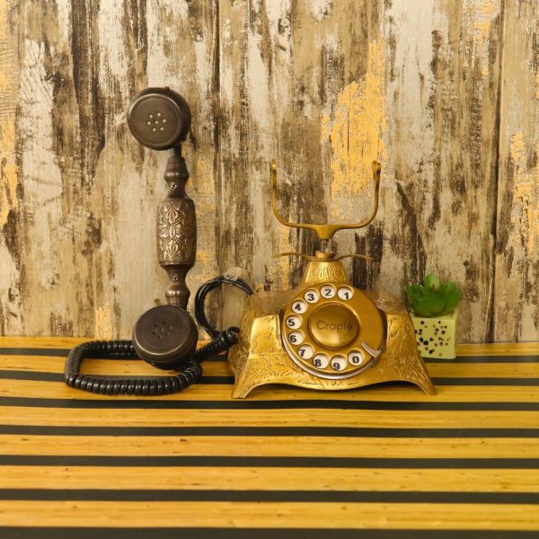 Brass Rotary Dial Telephone | Antique & Shiny Finish | Retro Home Decor & Functional Landline - Image 3