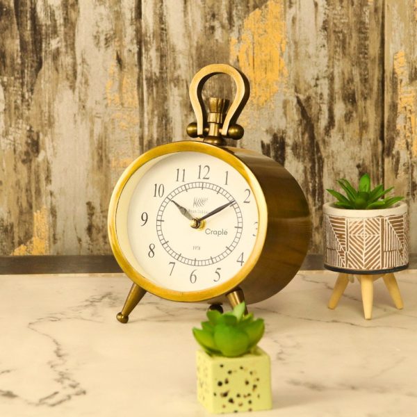 Oval Antique Aluminium Clock | Fern Cottage Style, Tabletop & Wall Mount | Vintage Decor Gift - Image 2