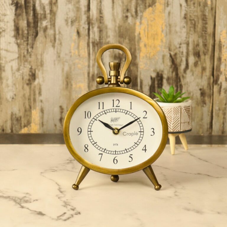 Fern Cottage Vintage Antique Metal Clock - 21x15.7 cm
