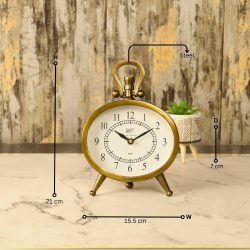 Oval Antique Aluminium Clock | Fern Cottage Style, Tabletop & Wall Mount | Vintage Decor Gift - Image 5