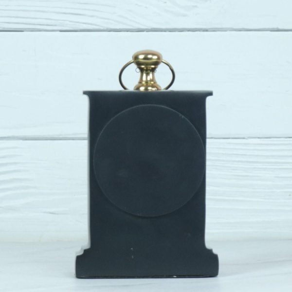 Black Pottery Coated Aluminium Desk Clock | Brass Accents, Classic Style | Handmade Tabletop Decor Gift - Image 6