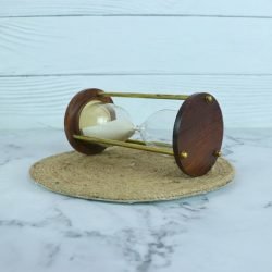 Classic Handmade 3-Minute Sand Timer | Wood & Shiny Brass, White Sand, Classic Design | Elegant Desk Decor & Gift - Image 4