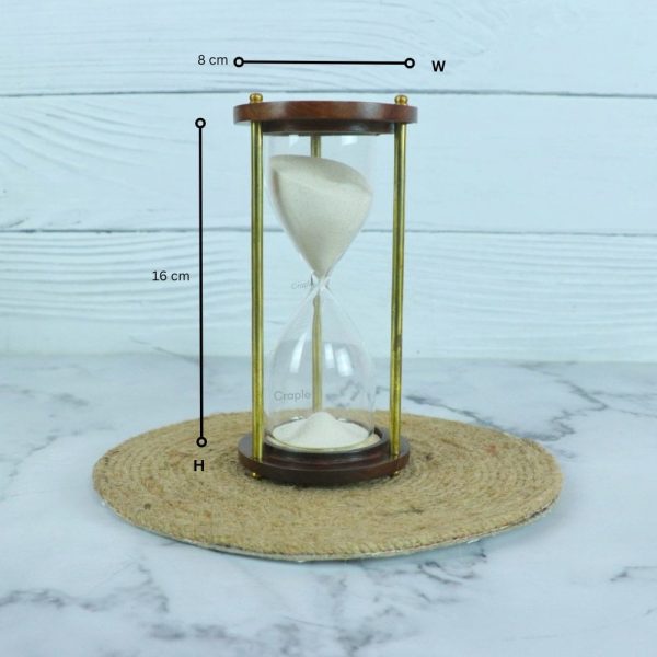 Classic Handmade 3-Minute Sand Timer | Wood & Shiny Brass, White Sand, Classic Design | Elegant Desk Decor & Gift - Image 5