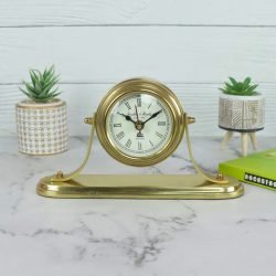 Sleek Golden Aluminium Desk Clock | Handcrafted, Tilting Design | Franklin & Murphy Style, Elegant Decor & Gift