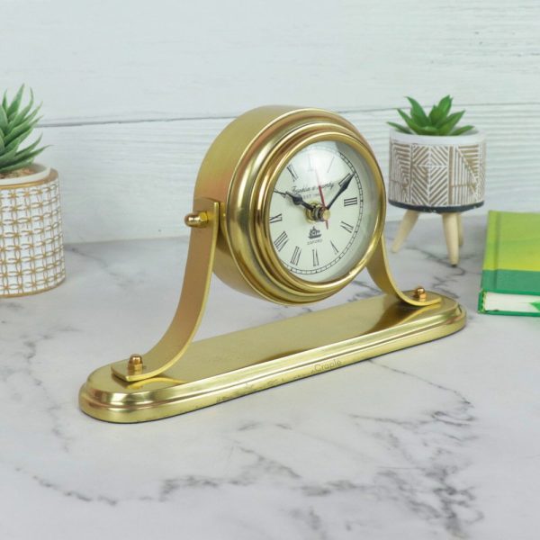 Sleek Golden Aluminium Desk Clock | Handcrafted, Tilting Design | Franklin & Murphy Style, Elegant Decor & Gift - Image 2