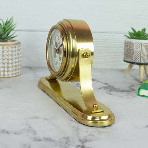 Sleek Golden Aluminium Desk Clock | Handcrafted, Tilting Design | Franklin & Murphy Style, Elegant Decor & Gift - Image 3