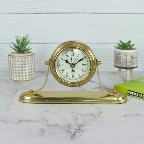 Sleek Golden Aluminium Desk Clock | Handcrafted, Tilting Design | Franklin & Murphy Style, Elegant Decor & Gift - Image 1