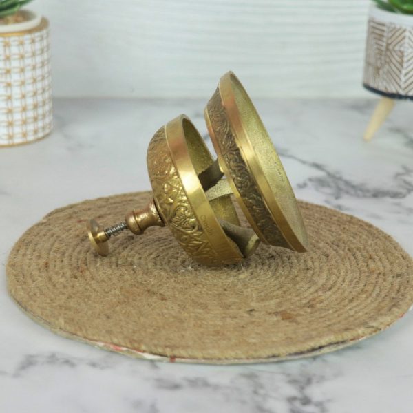 Ornate Brass Service Bell | Embossed Design, Push-Down Ring | Desk, Counter & Hotel Use - Image 4