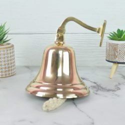 Brass Nautical Ship Bell | Medium Size, Wall Mount, Rope Lanyard | Loud Clear Tone, Coastal Decor & Boating Gift - Image 4