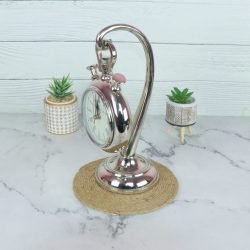 Hanging Stopwatch Style Nickel Aluminium Desk Clock | Handcrafted, Roman Numerals | Franklin & Murphy Inspired Decor - Image 3