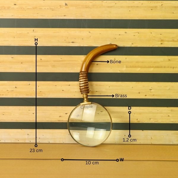 Brass Magnifier with Curved Handle and Ribbed Grip – Elegant Resin Design, Crystal-Clear Lens for Reading and Desk Decor - Image 5