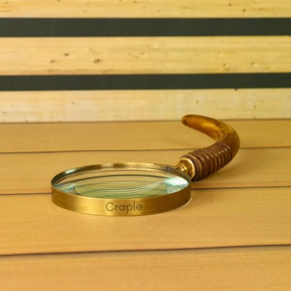 Brass Magnifier with Curved Handle and Ribbed Grip – Elegant Resin Design, Crystal-Clear Lens for Reading and Desk Decor - Image 3