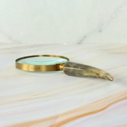 Curved Horn Handle Magnifier | Shiny Brass, Clear Lens | Rustic Reading Aid & Elegant Desk Gift - Image 4