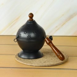 Black Iron Loban Dani Incense Burner | Wooden Handle, Cutout Lid | Home Fragrance & Ritual Use - Image 5