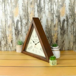 Triangle Antique Wooden Clock | Jones & Hendricks Oxford Style, Roman Numerals | Large Desk & Wall Decor Gift - Image 2