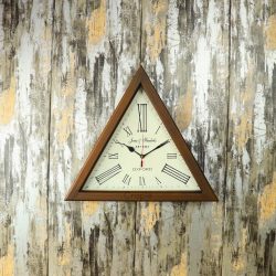 Triangle Antique Wooden Clock | Jones & Hendricks Oxford Style, Roman Numerals | Large Desk & Wall Decor Gift - Image 3