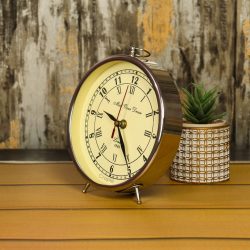 Dual Numeral Nickel Aluminium Desk Clock | Mad Over Decor London Style, Vintage Shape | Handcrafted Tabletop Decor - Image 2