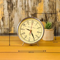 Dual Numeral Nickel Aluminium Desk Clock | Mad Over Decor London Style, Vintage Shape | Handcrafted Tabletop Decor - Image 5