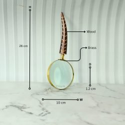 Carved Feather Handle Brass Magnifier | Shiny Finish, Clear Lens | Elegant Reading Tool & Nature Decor Gift - Image 6