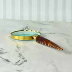 Carved Feather Handle Brass Magnifier | Shiny Finish, Clear Lens | Elegant Reading Tool & Nature Decor Gift - Image 4