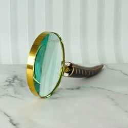 Carved Feather Handle Brass Magnifier | Shiny Finish, Clear Lens | Elegant Reading Tool & Nature Decor Gift - Image 2
