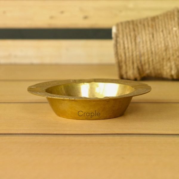 Handmade Vintage Style Brass Ashtray | Embossed Floral Detail, Shiny Finish | Decorative Desk Accent & Smoker's Gift - Image 2