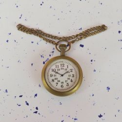 24 Hour Dial Pocket Watch | Shiny Brass, Handcrafted, Miyota Movement & Chain | Military Style Timepiece Gift - Image 4