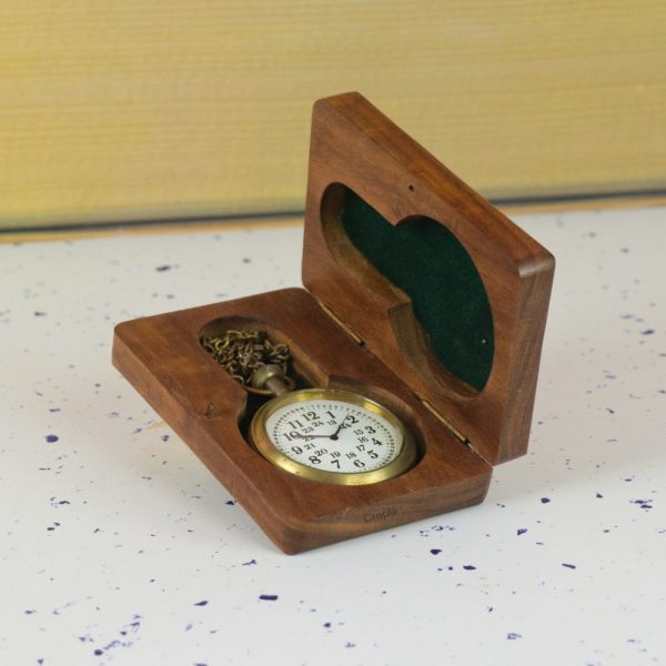 24 Hour Dial Pocket Watch | Shiny Brass, Handcrafted, Miyota Movement & Chain | Military Style Timepiece Gift - Image 3