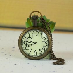 Quirky Artistic Numerals Pocket Watch | Antique Brass, Handcrafted, Miyota Movement, Chain Included | Unique Timepiece Gift - Image 2