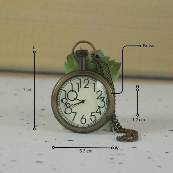 Quirky Artistic Numerals Pocket Watch | Antique Brass, Handcrafted, Miyota Movement, Chain Included | Unique Timepiece Gift - Image 5