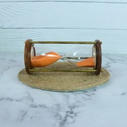 Nautical Marine Handcrafted 5 Minutes Brass & Wood Hourglass | Orange - Image 3