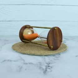 Nautical Marine Handcrafted 5 Minutes Brass & Wood Hourglass | Orange - Image 2