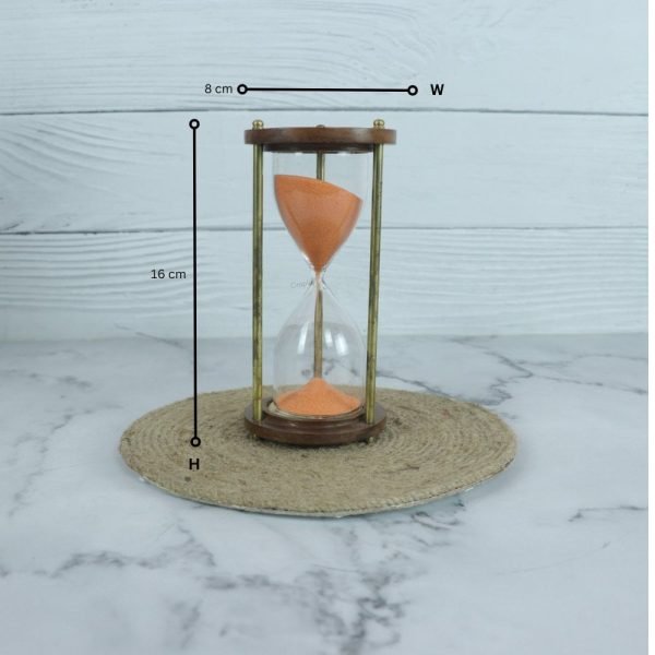 Nautical Marine Handcrafted 5 Minutes Brass & Wood Hourglass | Orange - Image 5