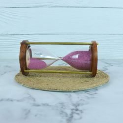 3-Minute Wood & Brass Sand Timer | Purple Sand, Classic Design | Desk Focus Aid & Elegant Gift - Image 4