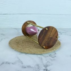 3-Minute Wood & Brass Sand Timer | Purple Sand, Classic Design | Desk Focus Aid & Elegant Gift - Image 3