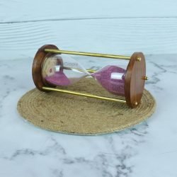 3-Minute Wood & Brass Sand Timer | Purple Sand, Classic Design | Desk Focus Aid & Elegant Gift - Image 2