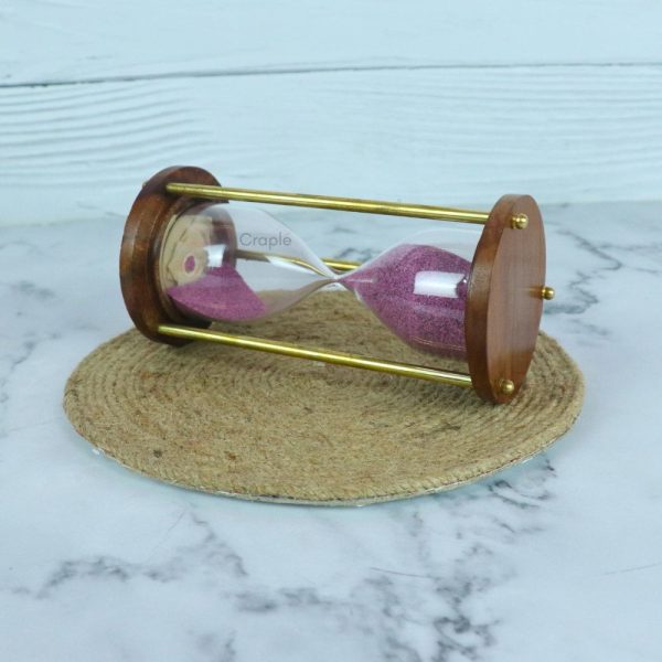 3-Minute Wood & Brass Sand Timer | Purple Sand, Classic Design | Desk Focus Aid & Elegant Gift - Image 2