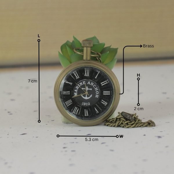Marine Anchor 1912 Pocket Watch | Antique Brass, Handcrafted, Miyota Movement, Roman Numerals & Chain | Nautical Timepiece Gift - Image 5