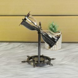 Decorative 20 cm Brass Hourglass Antique Black, Compass, and Rotation - Image 2