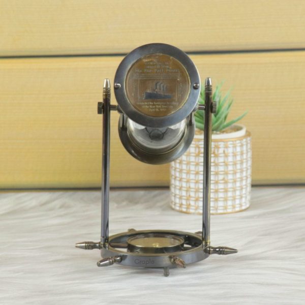 Decorative 20 cm Brass Hourglass Antique Black, Compass, and Rotation - Image 4