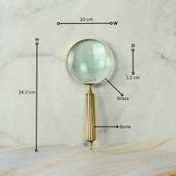 Fluted Striped Handle Magnifier | Shiny Brass, Clear Lens | Elegant Reading Aid & Desk Decor - Image 5