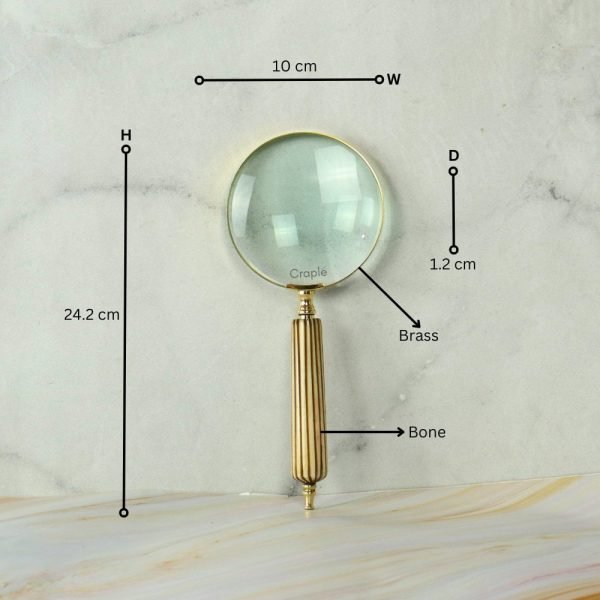 Fluted Striped Handle Magnifier | Shiny Brass, Clear Lens | Elegant Reading Aid & Desk Decor - Image 5