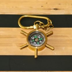 Small and Stunning Vintage Shipwheel Compass Keychain
