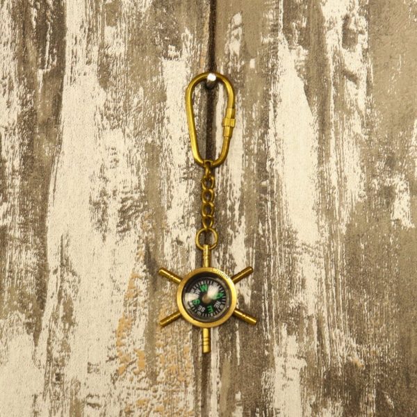 Shipwheel Compass Keychain | Functional Navigation | Handcrafted Nautical Gift & Accessory - Image 4