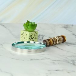 Turned Resin Handle & Nickel Magnifier | Brass Base, Polished Finish | Classic Reading Tool & Desk Accessory - Image 4