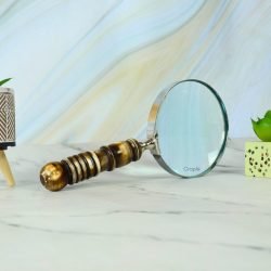 Turned Resin Handle & Nickel Magnifier | Brass Base, Polished Finish | Classic Reading Tool & Desk Accessory - Image 3