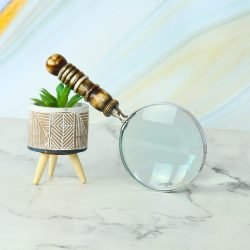 Turned Resin Handle & Nickel Magnifier | Brass Base, Polished Finish | Classic Reading Tool & Desk Accessory - Image 2