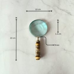 Turned Resin Handle & Nickel Magnifier | Brass Base, Polished Finish | Classic Reading Tool & Desk Accessory - Image 5