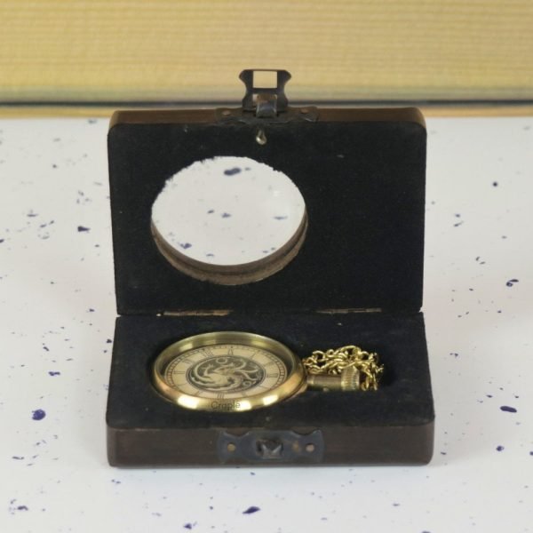 Dragon Motif Dial Pocket Watch | Shiny Brass, Miyota Movement, Roman Numerals & Chain | Fantasy Inspired Timepiece Gift - Image 3
