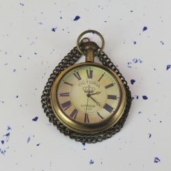 Victoria London 1915 Pocket Watch | Antique Brass, Miyota Movement, Crown Motif & Chain | Royal Inspired Timepiece Gift - Image 4